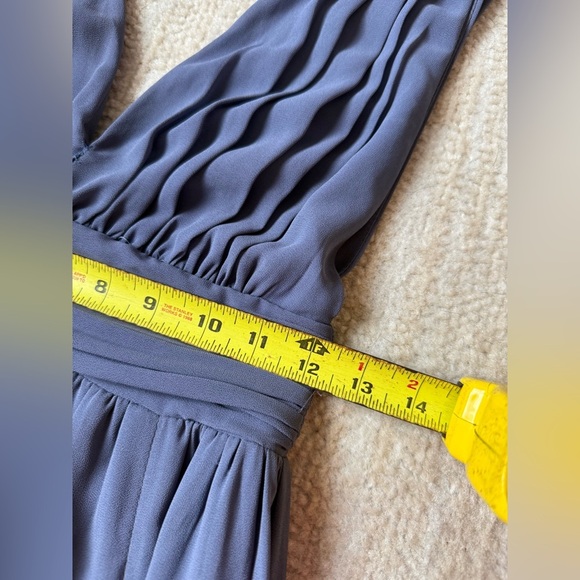 Lulus Maxi Dress Size XXS V-Neck Chiffon Gown Dusty Blue Gray Wedding Bridesmaid - Picture 13 of 16